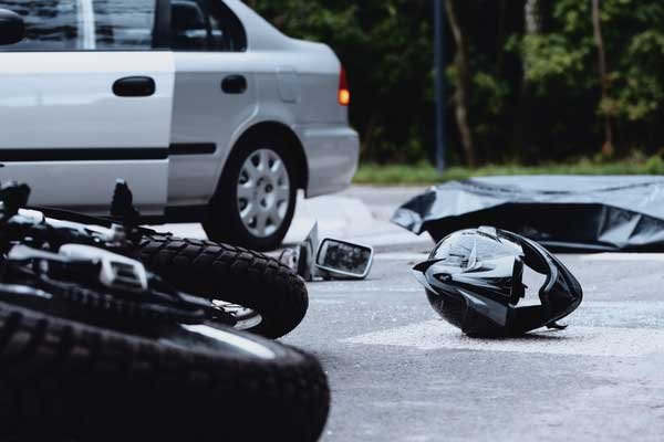 Motorcycle accident, motorcycle hit by car