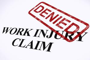 Form showing work injury claim denial