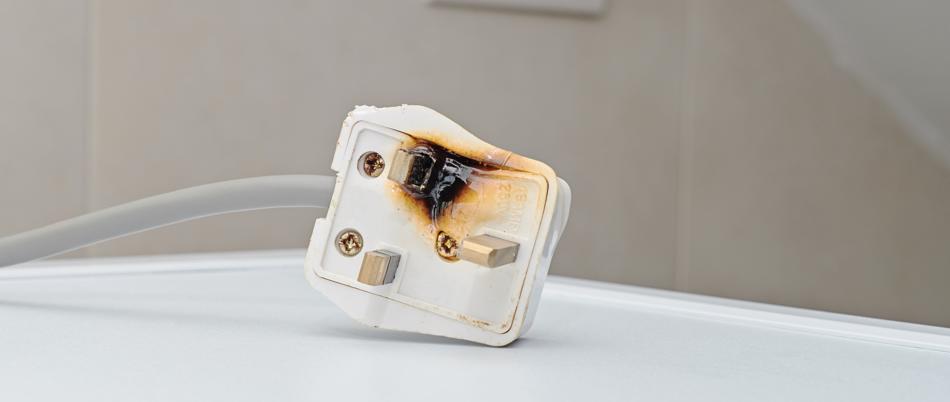 A burned plug due to faulty manufacturing in Douglasville.