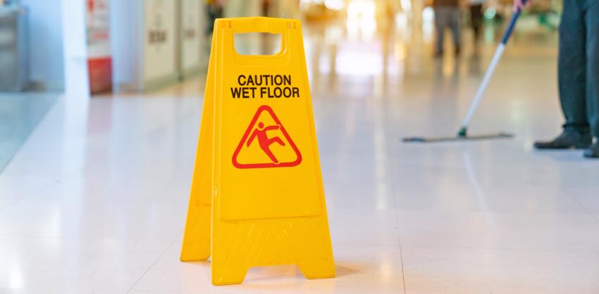 A wet floor sign indicating an area should be avoided.