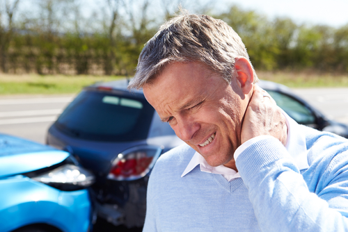 Man with neck pain after car wreck