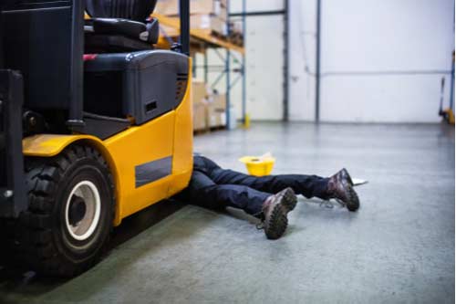 Rome workers' compensation lawyer concept warehouse worker hit by forklift